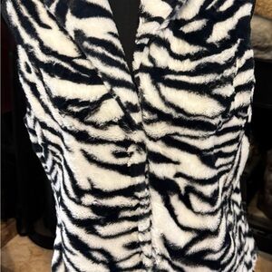 Kate Rosy Zebra Print Faux Fur Vest